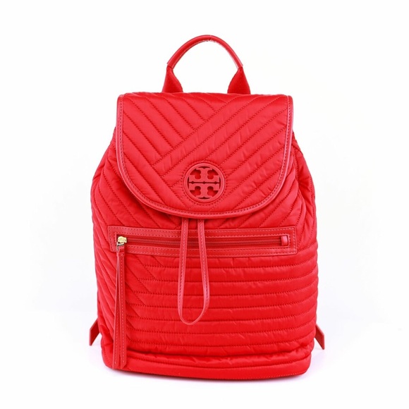Tory Burch Handbags - Tory Burch ELLA QUILTED Nylon Backpack Red